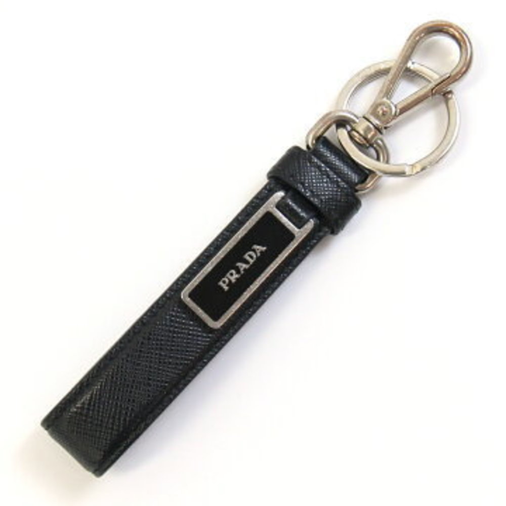 Prada Keychain Black Leather Key Ring Bag Charm